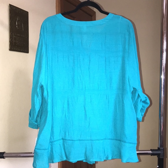 NY Collection Woman Top, Teal, Sz 3X, NWT! - Picture 6 of 11